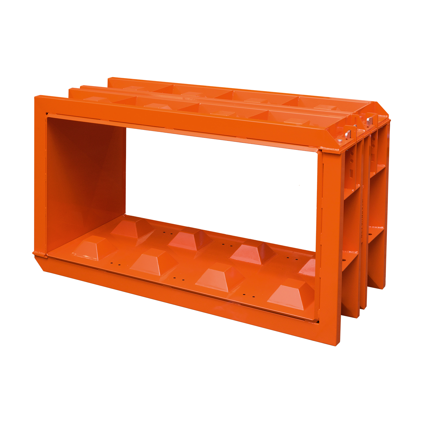 Cassaforma in acciaio arancione per blocchi di cemento, 160x80x80 cm