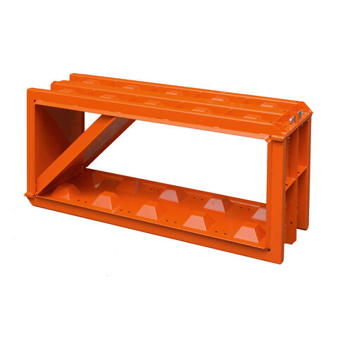 Moule pour bloc de béton orange de 150x60x60 cm avec paroi inclinée