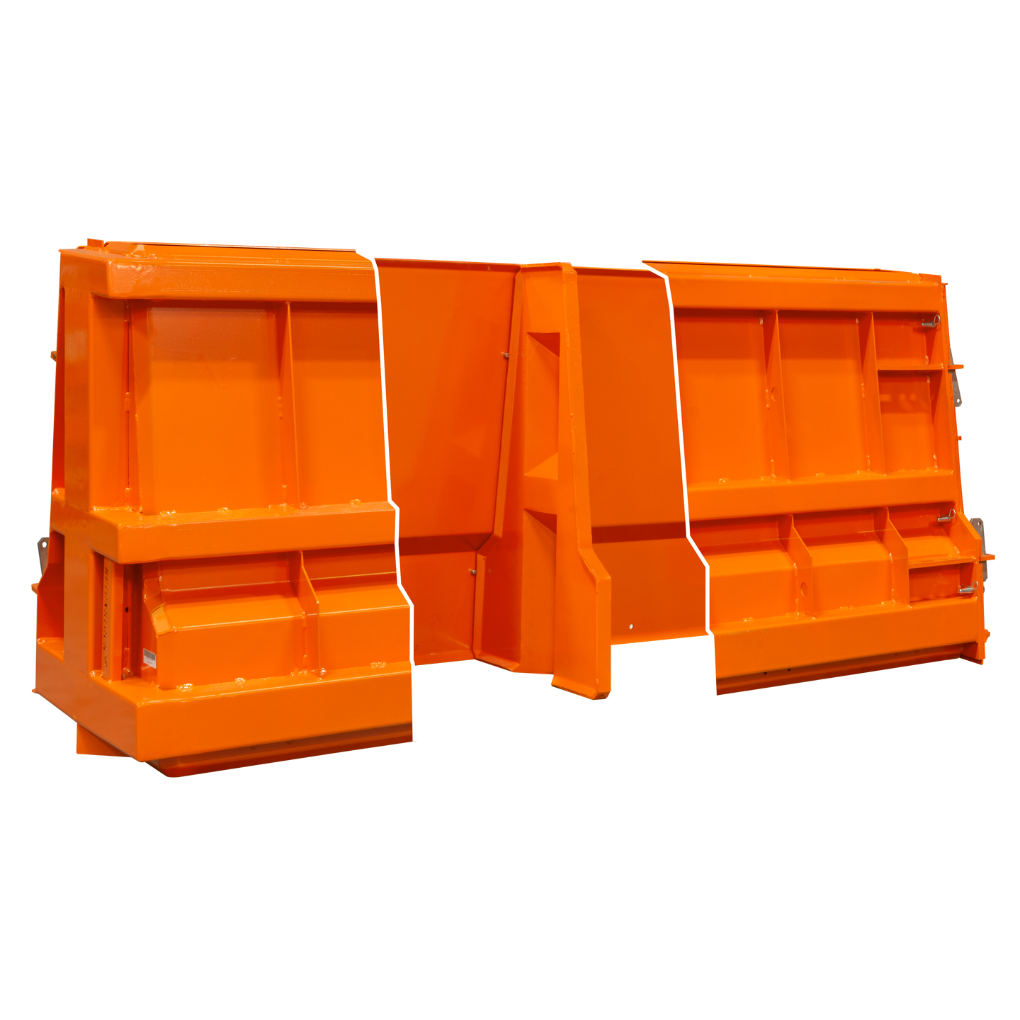 Oranje betonnen barrière mal 200x54x90 met deelwand van Betonblock